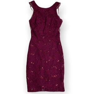 Hailey Logan by Adrianna Papell burgundy cocktail homecoming dress XS